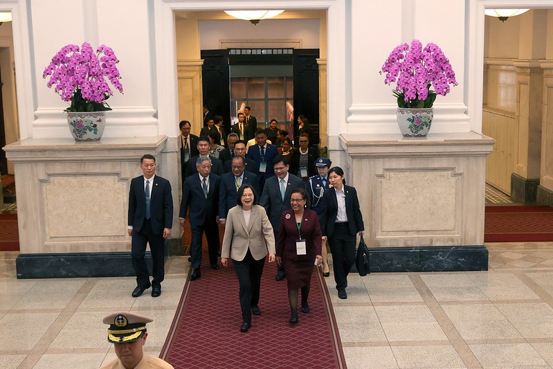 President Tsai Ing-wen meets with a delegation led by President Hilda C. Heine of the Republic of the Marshall Islands and her husband.