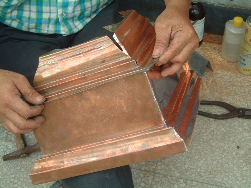 New hand-made copper guttering (courtesy of the office of Shiue Chyn)