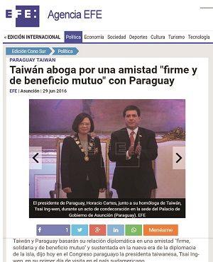 Taiwán aboga por una amistad “ firme y de beneficio mutuo”con Paraguay