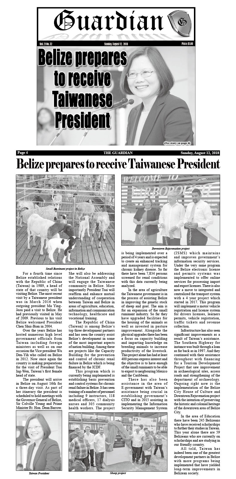 Belize prepares to receive Taiwanese President
