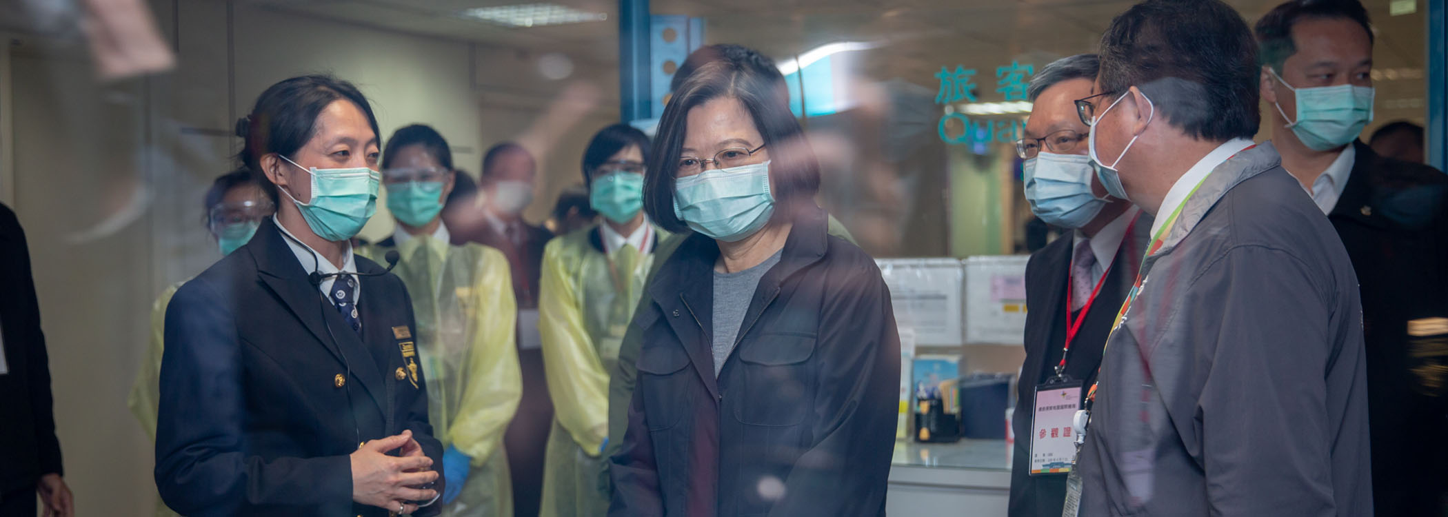 President Tsai reviews COVID-19 disease control measures at Taoyuan International Airport