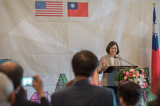 President Tsai Ing-wen takes part in a dinner banquet with Taiwanese expatriates in Houston, Texas.