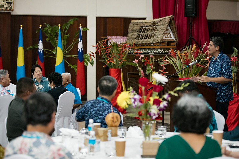 President Surangel S. Whipps of Palau delivers remarks at a welcome banquet for Vice President Lai.