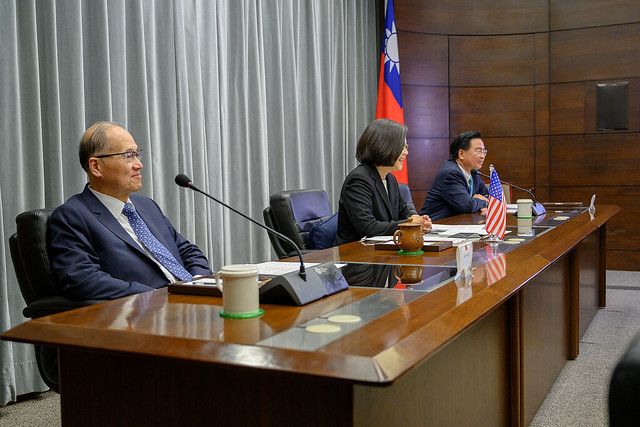 National Security Council Secretary-General David T. Lee and Foreign Minister Joseph Wu also attend the videoconference.