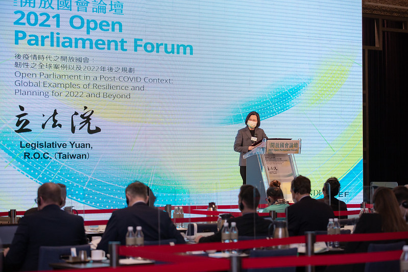 President Tsai Ing-wen addresses the 2021 Open Parliament Forum.
