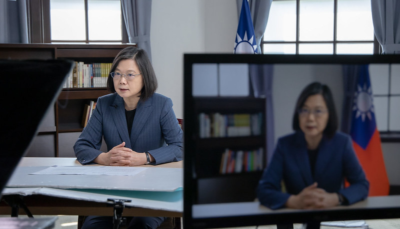 President Tsai addresses the Copenhagen Democracy Summit via video.
