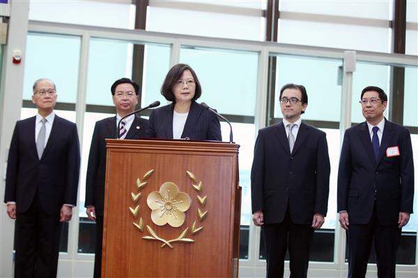 President Tsai delivers remarks before boarding her plane bound for Central America.
