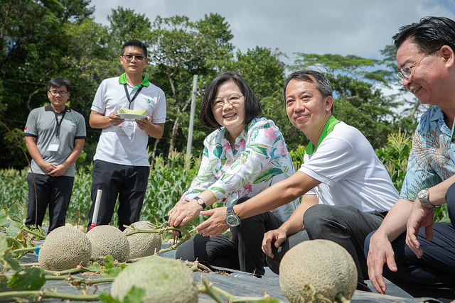 President Tsai inspects Taiwan Technical Mission in Palau, and she personally picked a cantaloupe