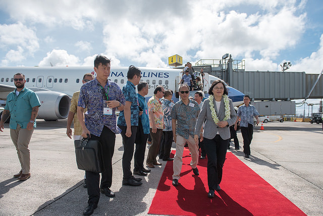 President Tsai arrives in Guam.