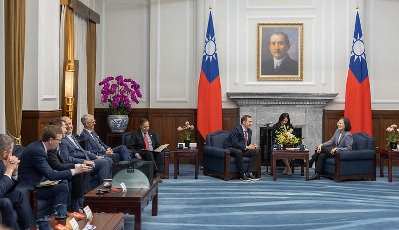 President Tsai Ing-wen meets with a US bipartisan congressional delegation from the US House Select Committee on the CCP led by Chairman Mike Gallagher.