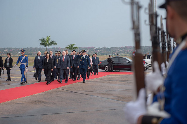 President Tsai arrives in Paraguay.