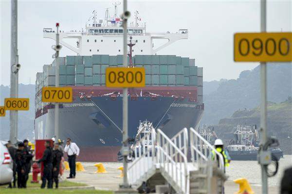 The inauguration ceremony for the Panama Canal Expansion is held at the new locks.