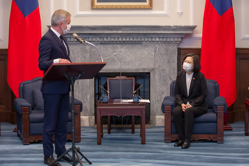 France-Taiwan Parliamentary Friendship Group Chairman François de Rugy delivers remarks.