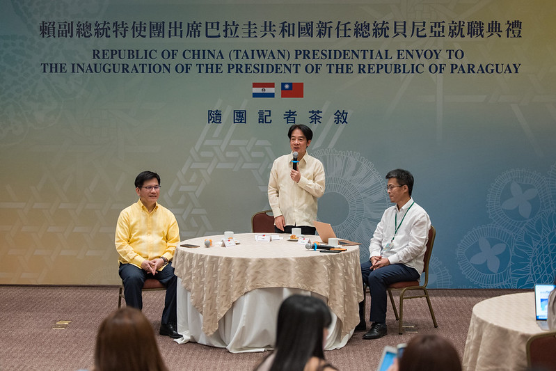 Vice President Lai Ching-te holds a reception in Paraguay for the press corps traveling along with his delegation to attend the inauguration of President Santiago Peña Palacios.
