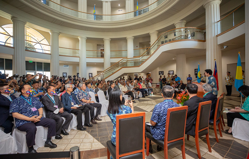 Vice President Lai Ching-te attends a welcome ceremony at the Palau National Congress.