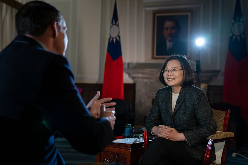 President Tsai is interviewed by the BBC at the Presidential Office.