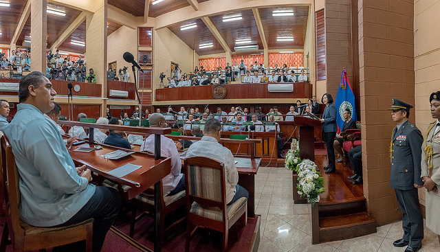 President Tsai delivers an address before the National Assembly of Belize.
