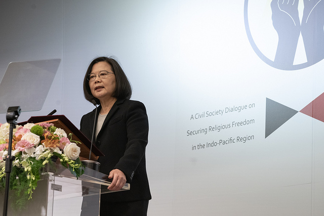 President Tsai delivers remarks at the opening ceremony of "A Civil Society Dialogue on Securing Religious Freedom in the Indo-Pacific Region."