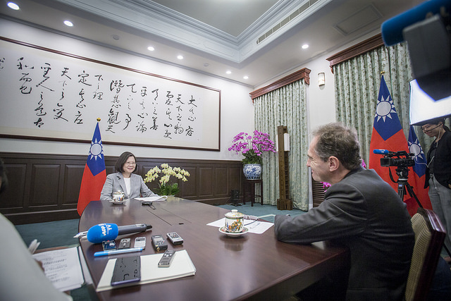 President Tsai is interviewed by AFP at the Presidential Office.