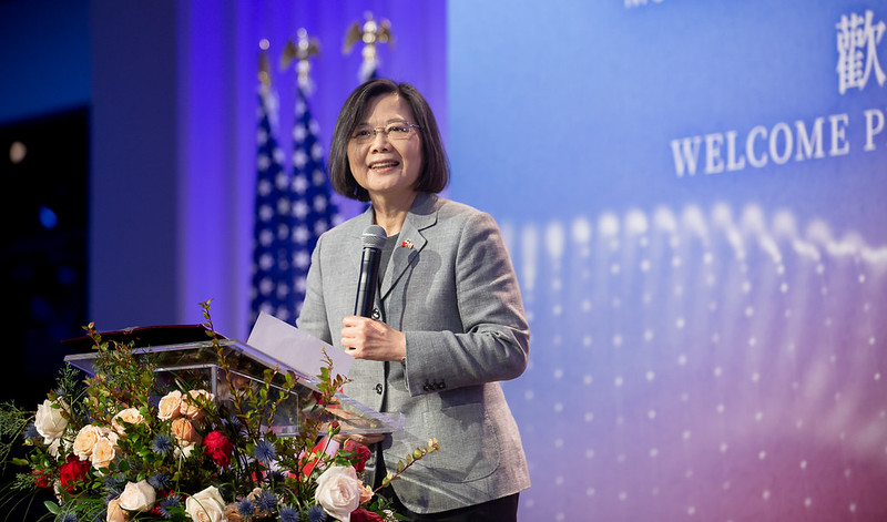 President Tsai delivers remarks at the expatriate banquet in New York City.