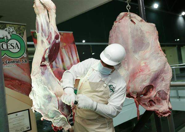 Some raw beef is showed at a welcome banquet hosted by Nicaraguan business leader Roberto Zamora for President Tsai.
